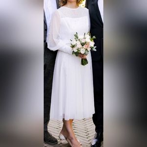 Modest wedding dress- white, long sleeve